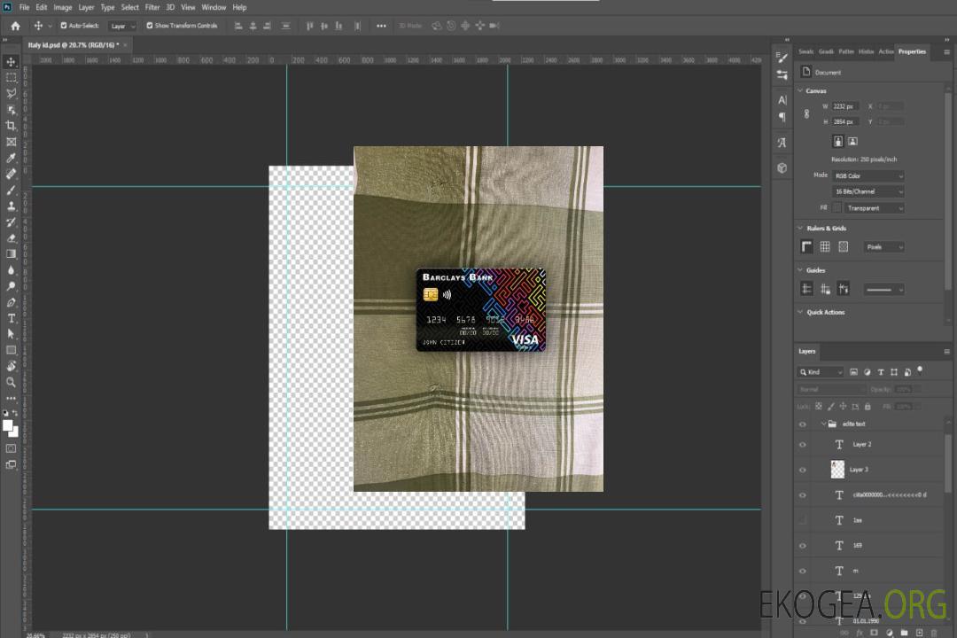 Photolook de la carte visa USA Barclays Bank , avant template